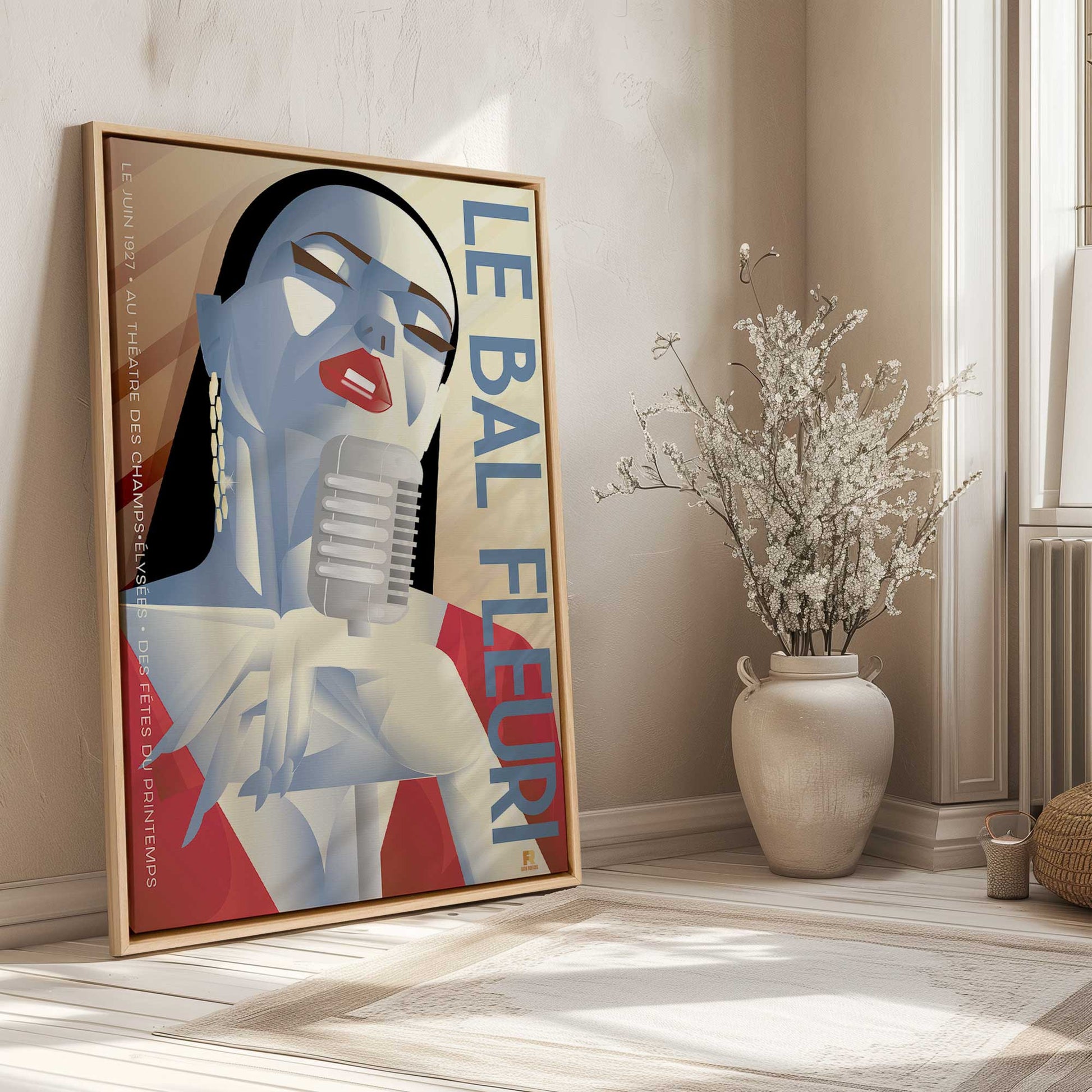 [Color:American Maple], Picture of art in a American Maple frame at an angle