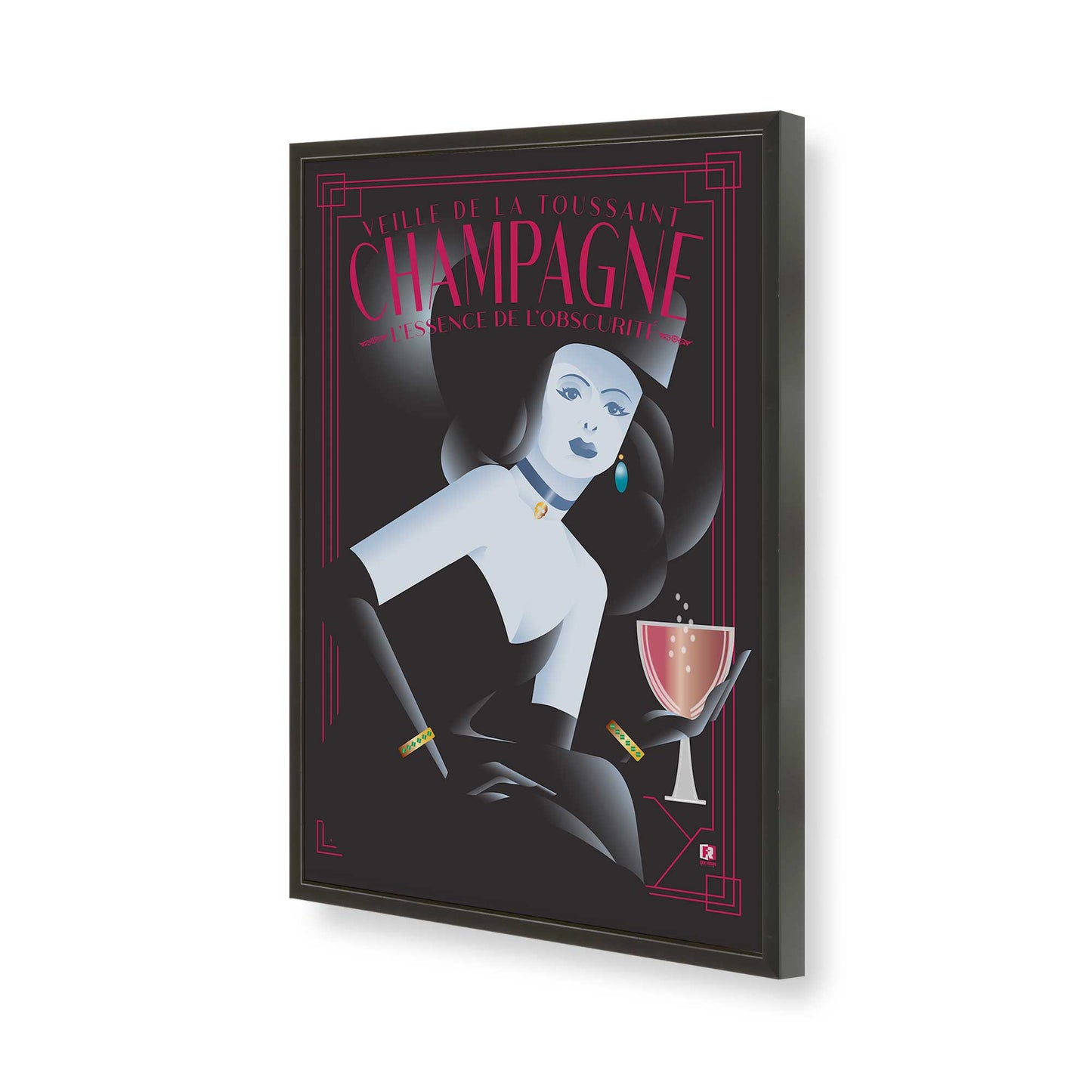 [Color:Satin Black], Picture of art in a Satin Black frame of the corner