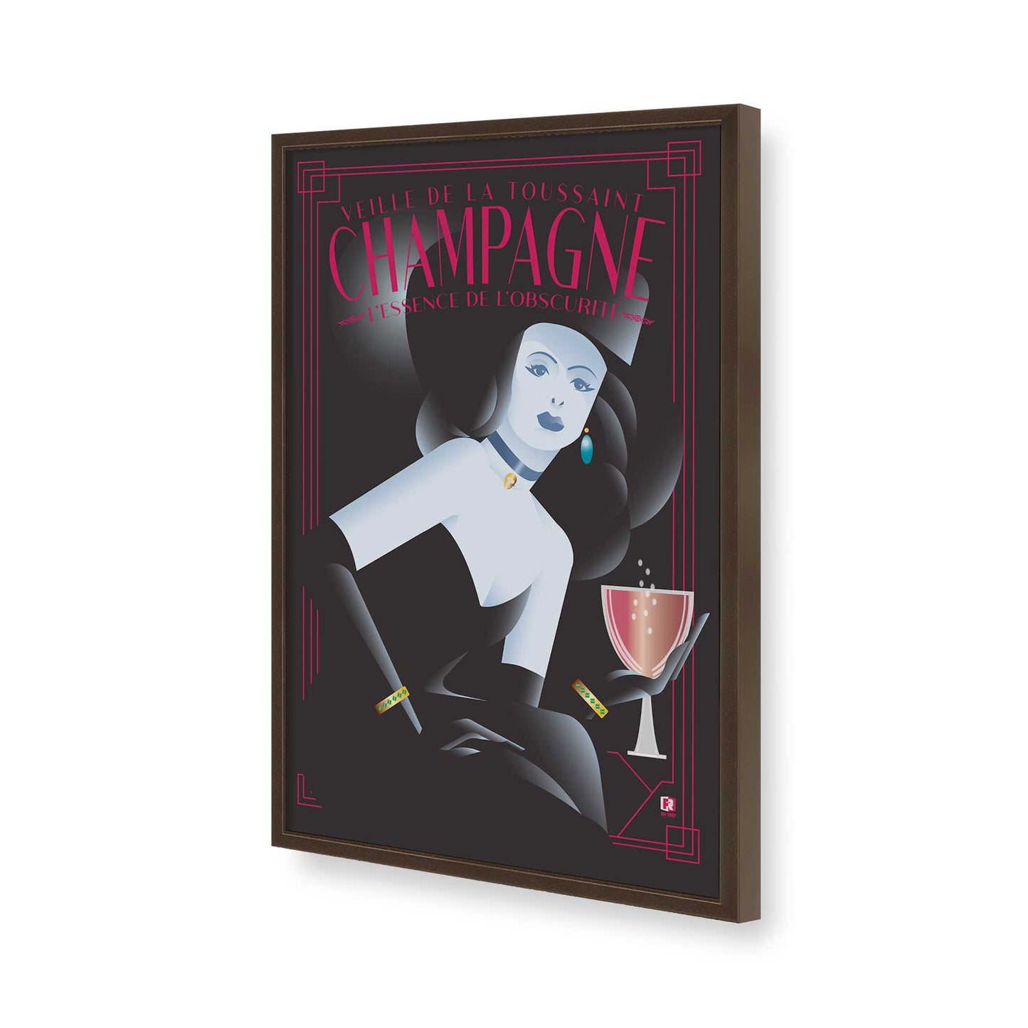 [Color:Brown], Picture of art in a Brown frame of the corner