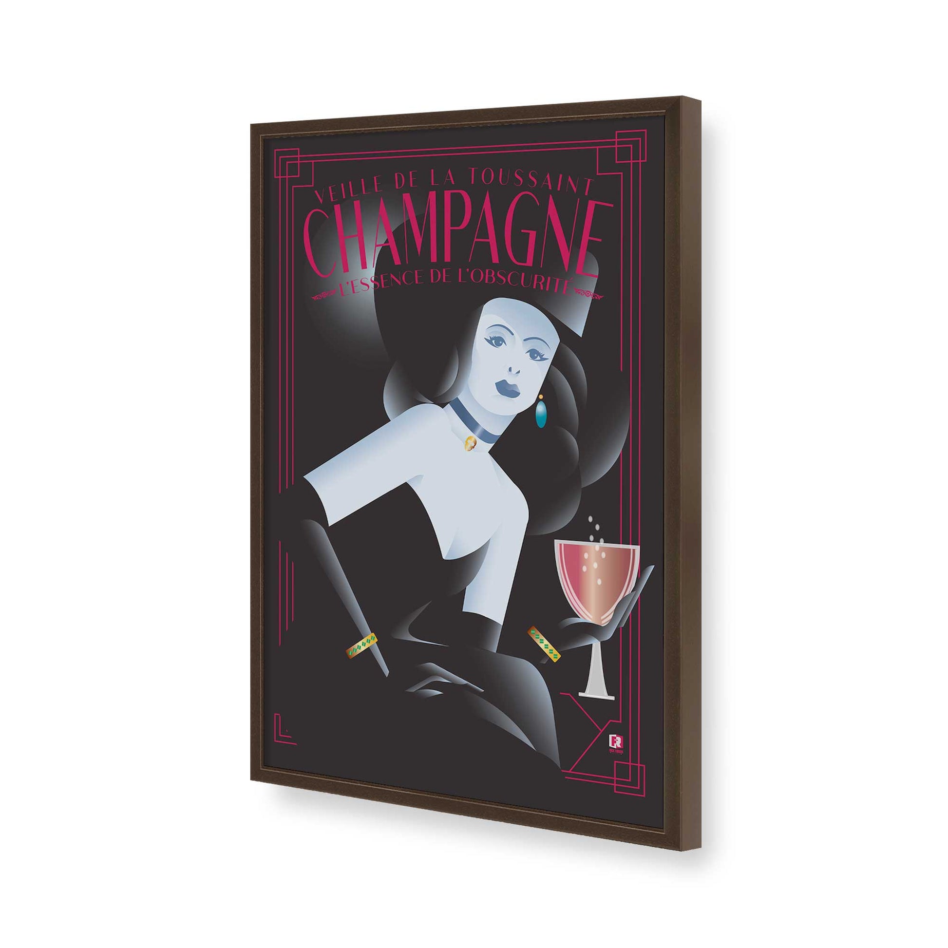 [Color:Brown], Picture of art in a Brown frame of the corner