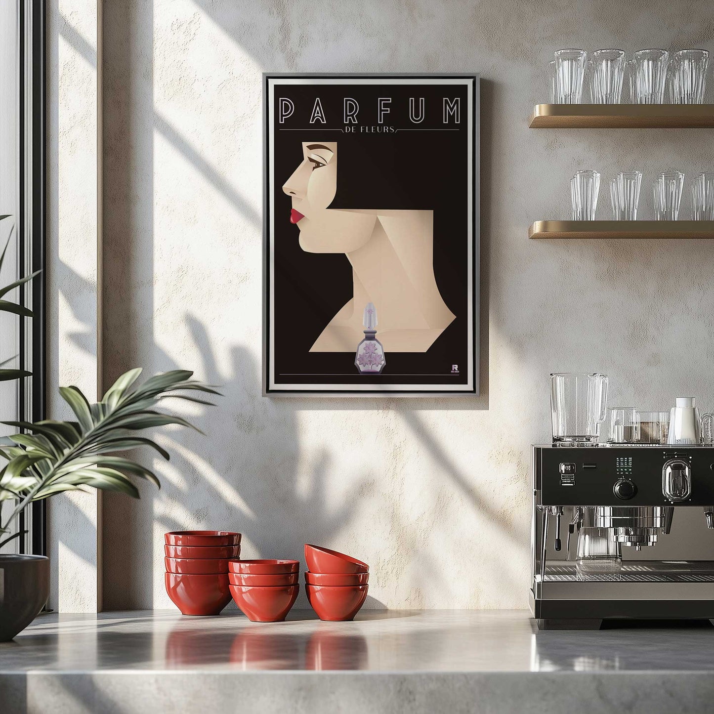 [Color:Opaque White], Picture of art in a White frame at an angle