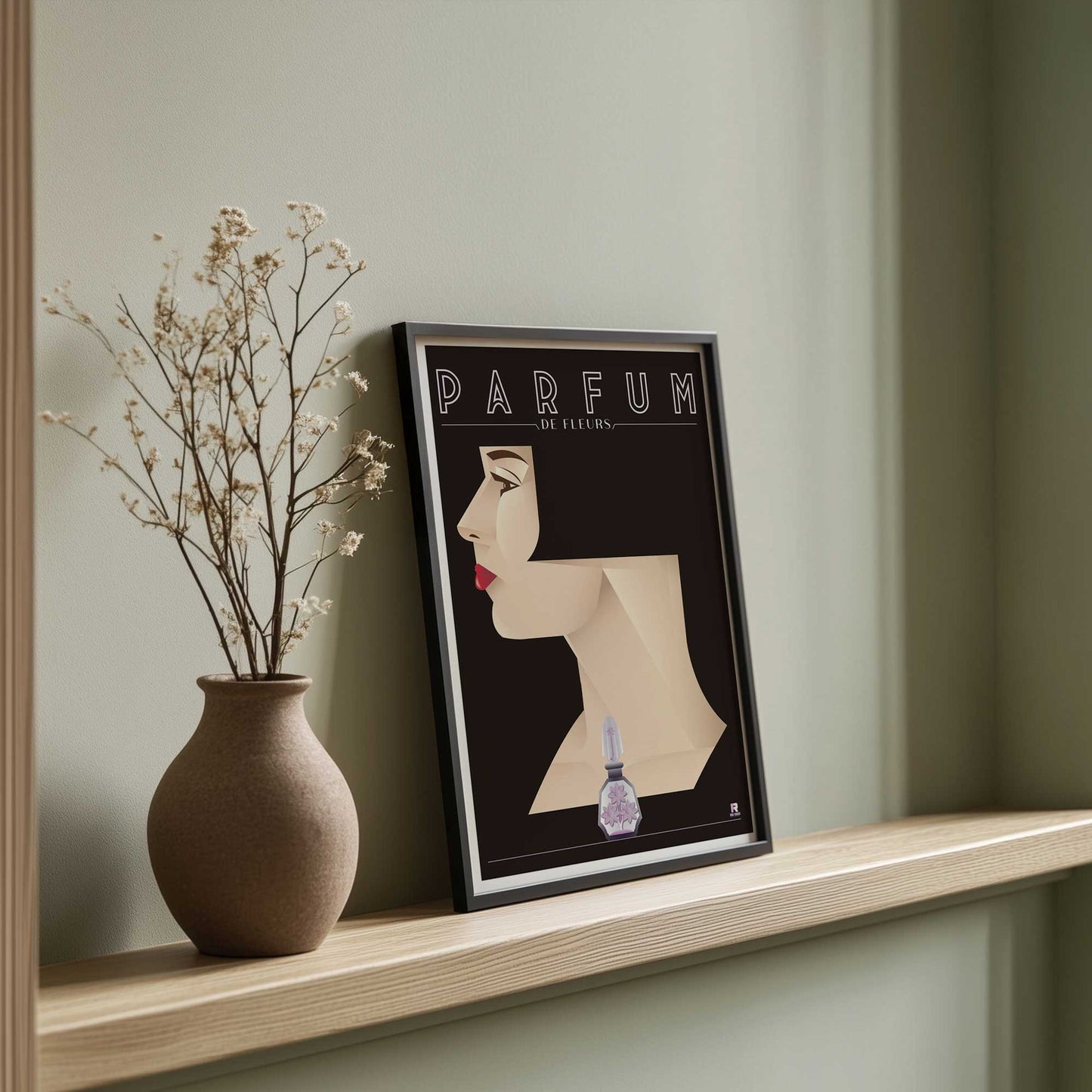 [Color:Polished Gold], Picture of art in a Polished Gold frame at an angle