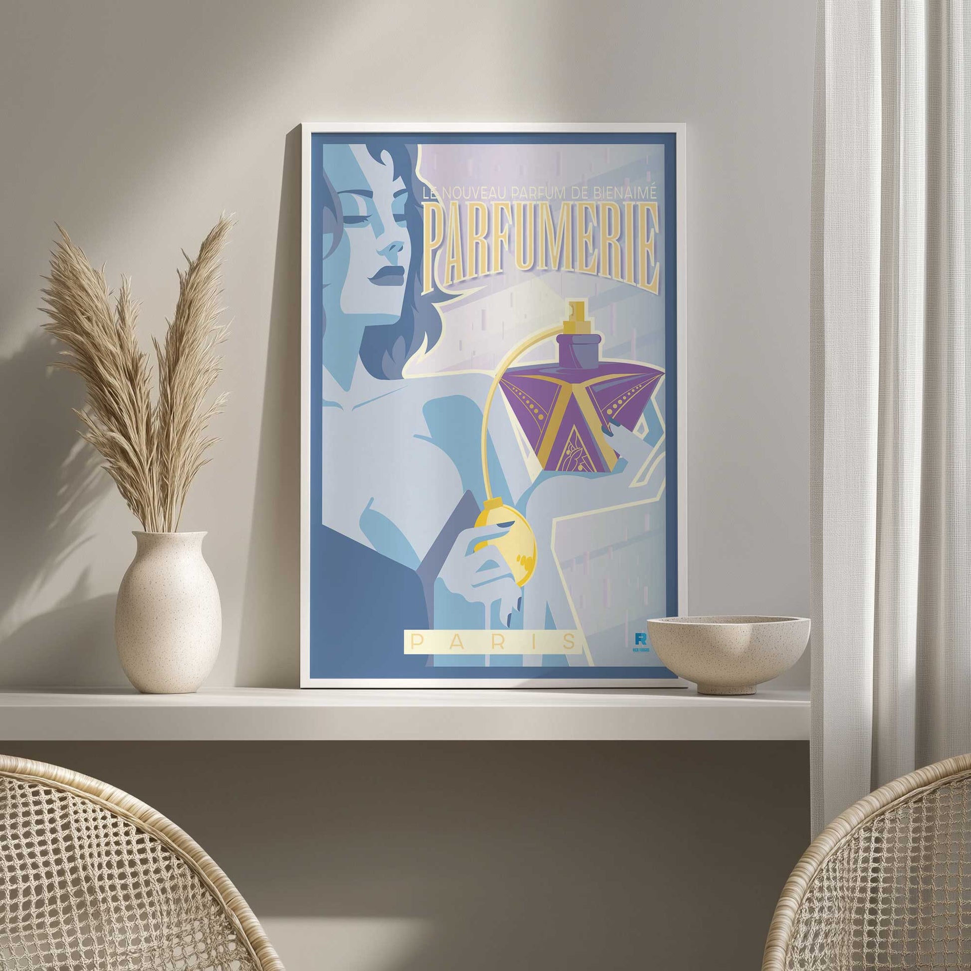 [Color:American Maple], Picture of art in a American Maple frame at an angle