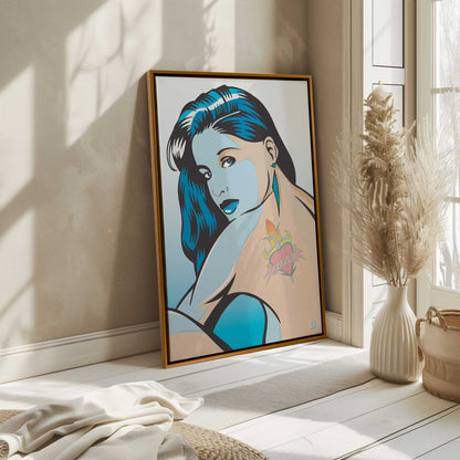 [Color:Opaque White], Picture of art in a White frame at an angle