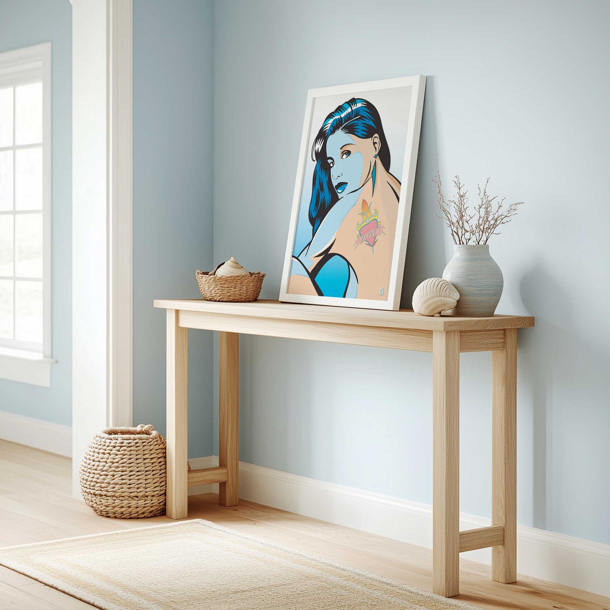 [Color:Satin Black], Picture of art in a Satin Black frame at an angle