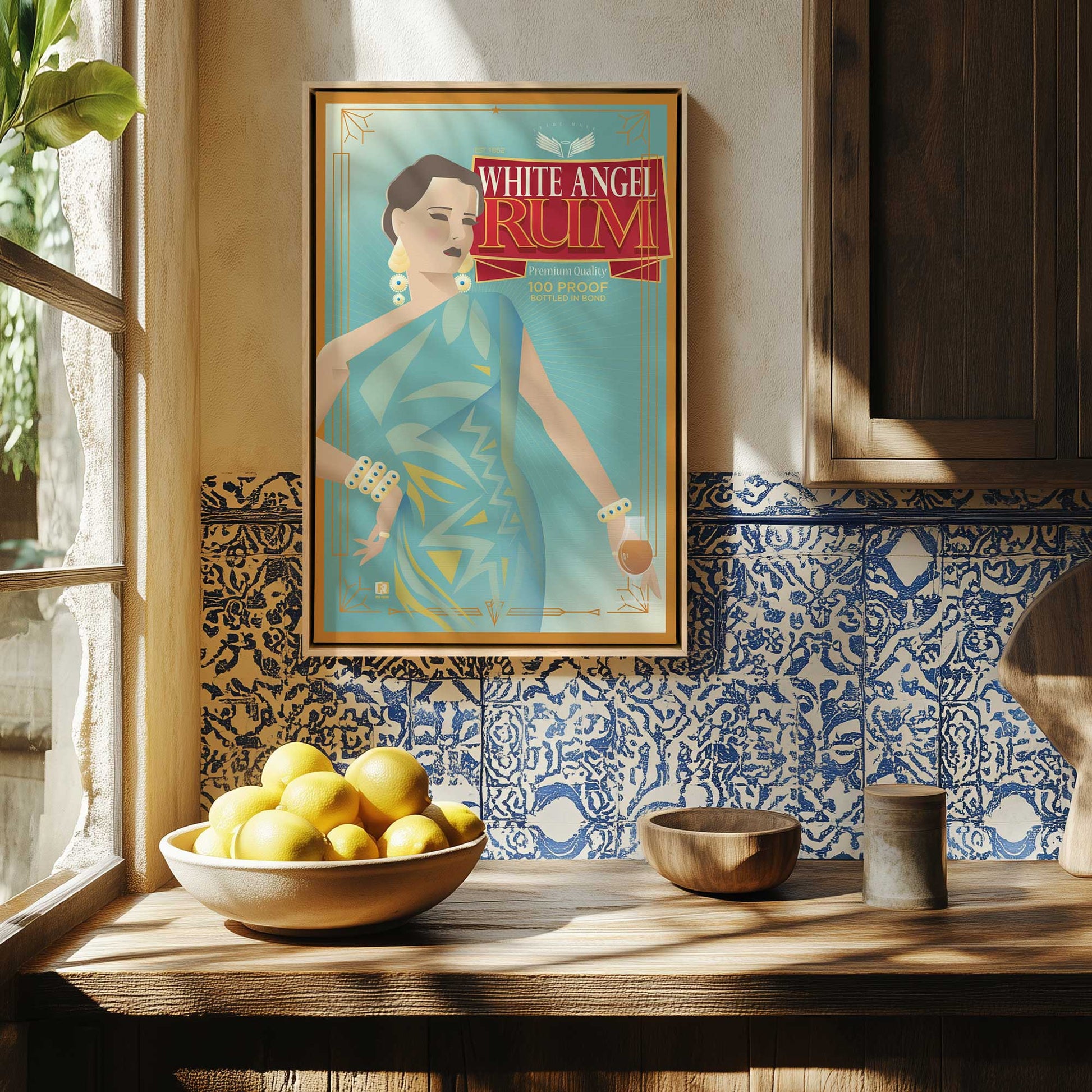 [Color:Opaque White], Picture of art in a White frame at an angle