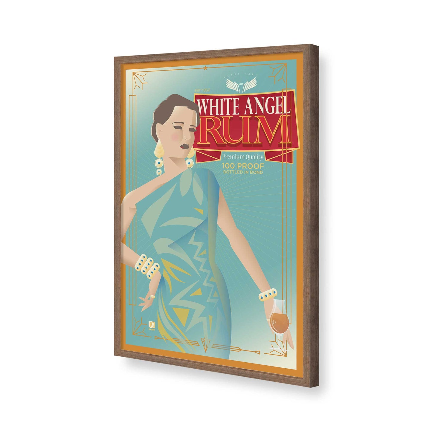 [Color:Walnut], Picture of art in a Walnut frame of the corner