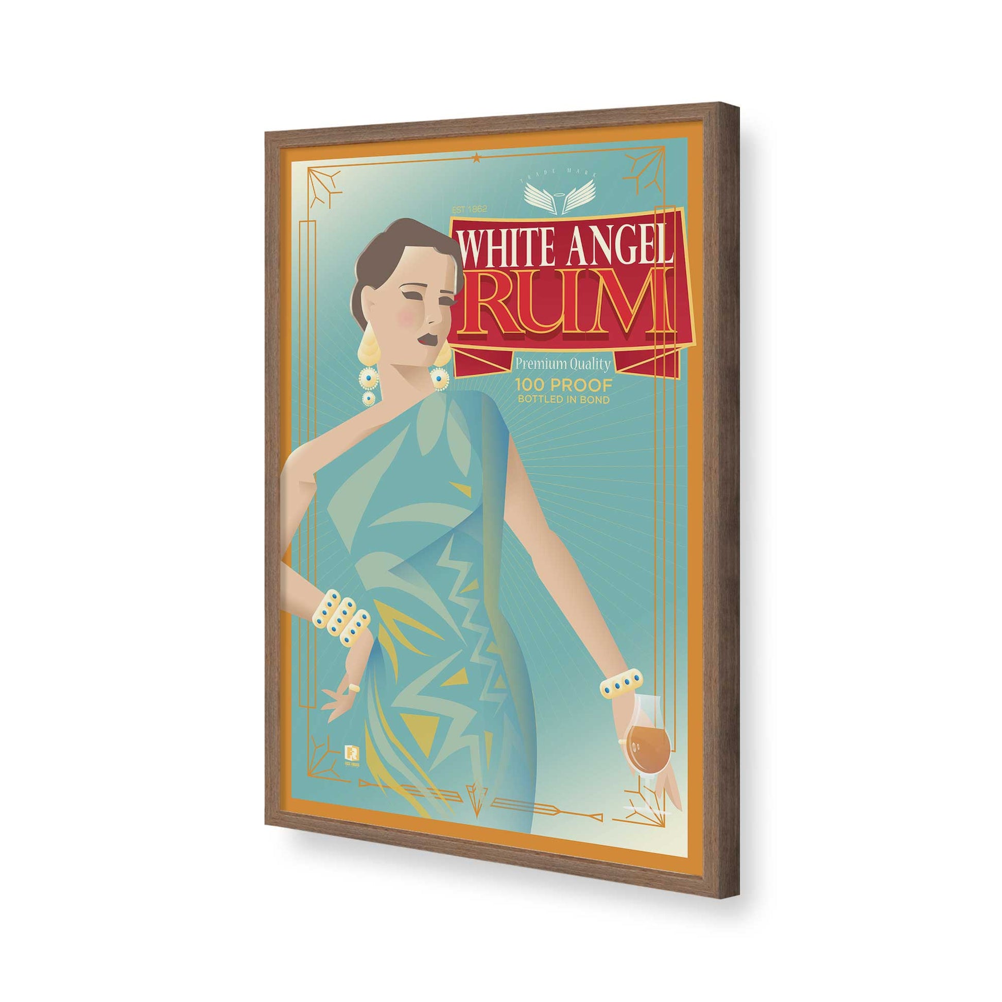 [Color:Walnut], Picture of art in a Walnut frame of the corner