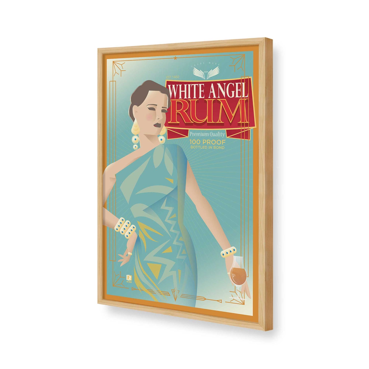 [Color:American Maple], Picture of art in a American Maple frame of the corner