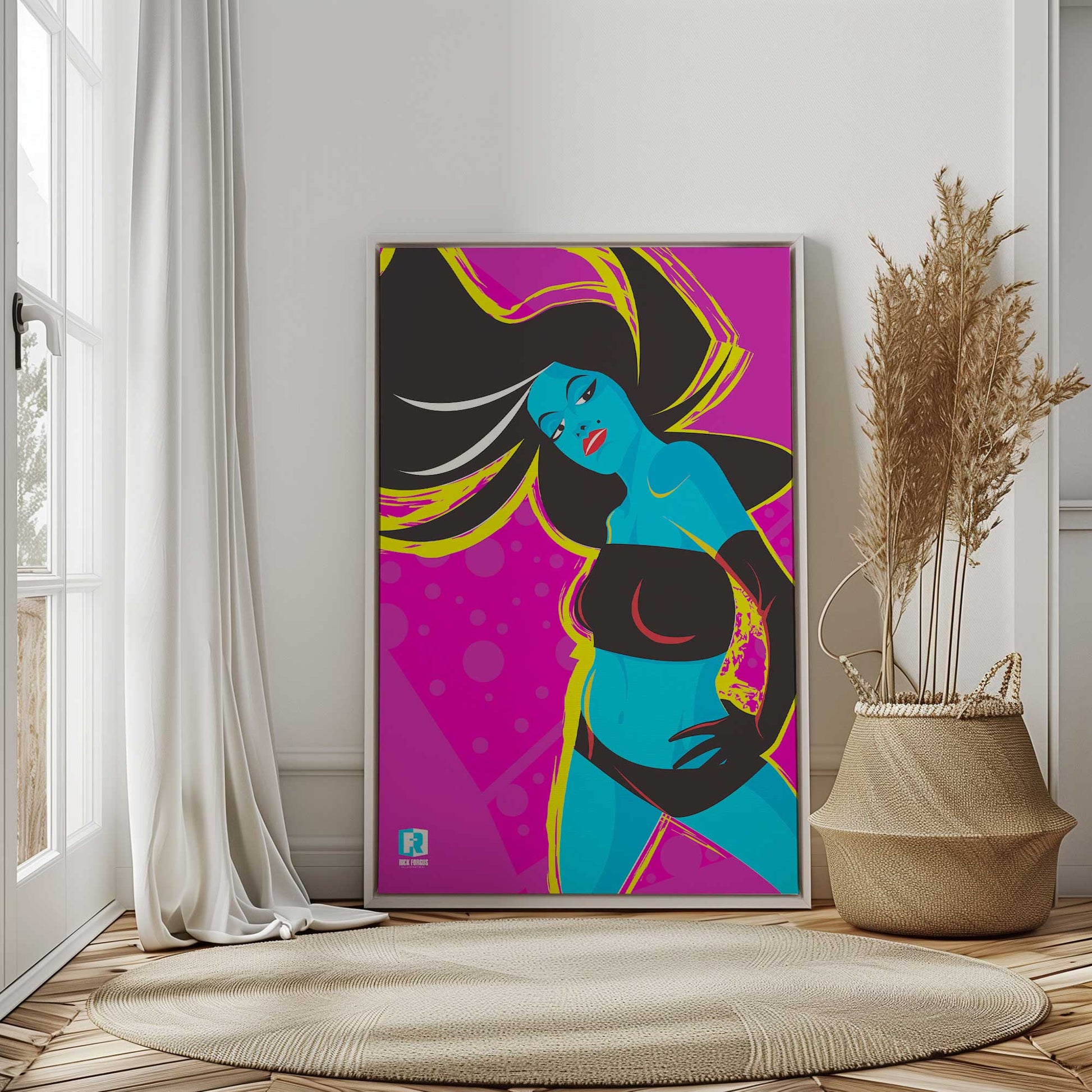 [Color:Satin Black], Picture of art in a Satin Black frame at an angle