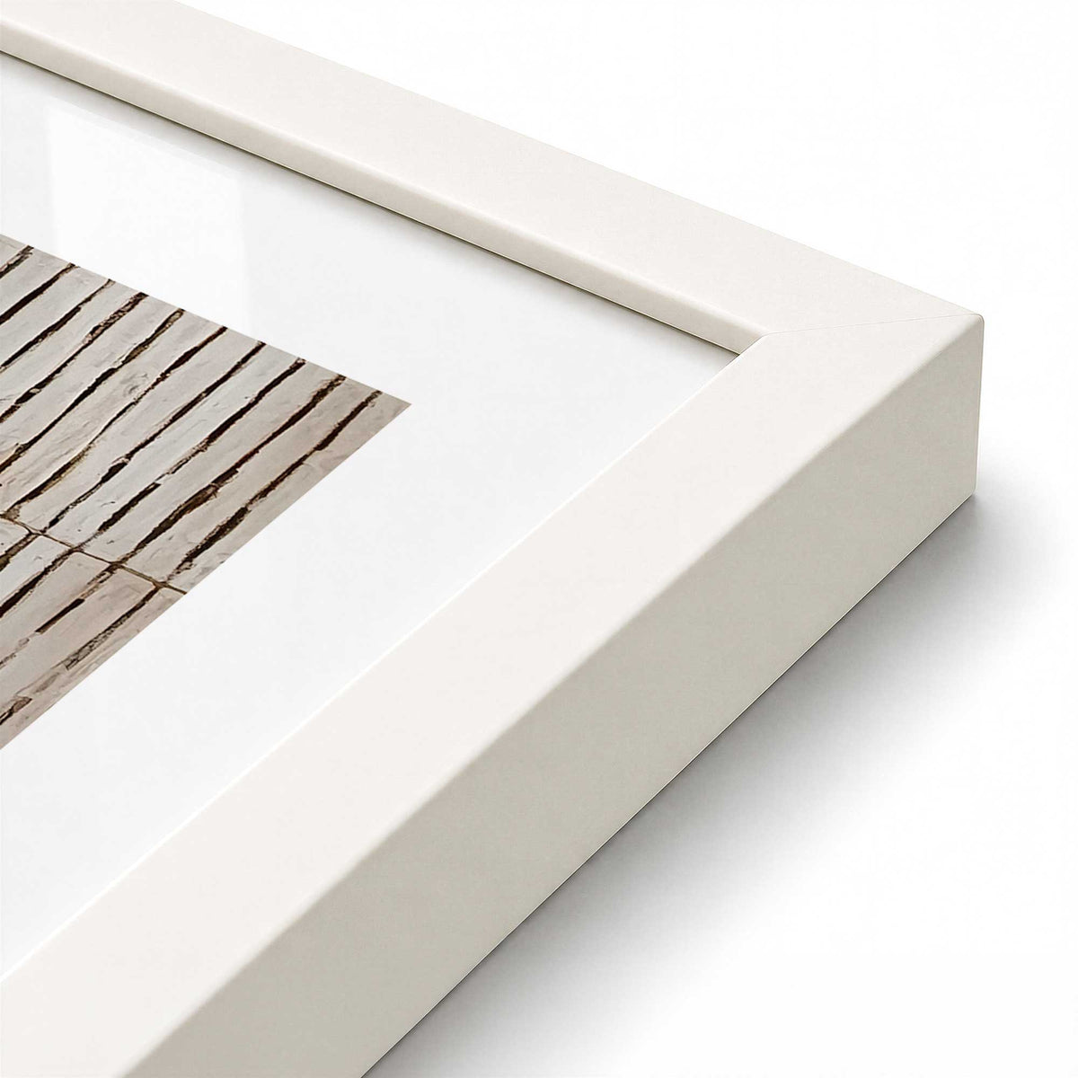 [Color:Opaque White], Picture of art in a Polished Chrome frame at an angle