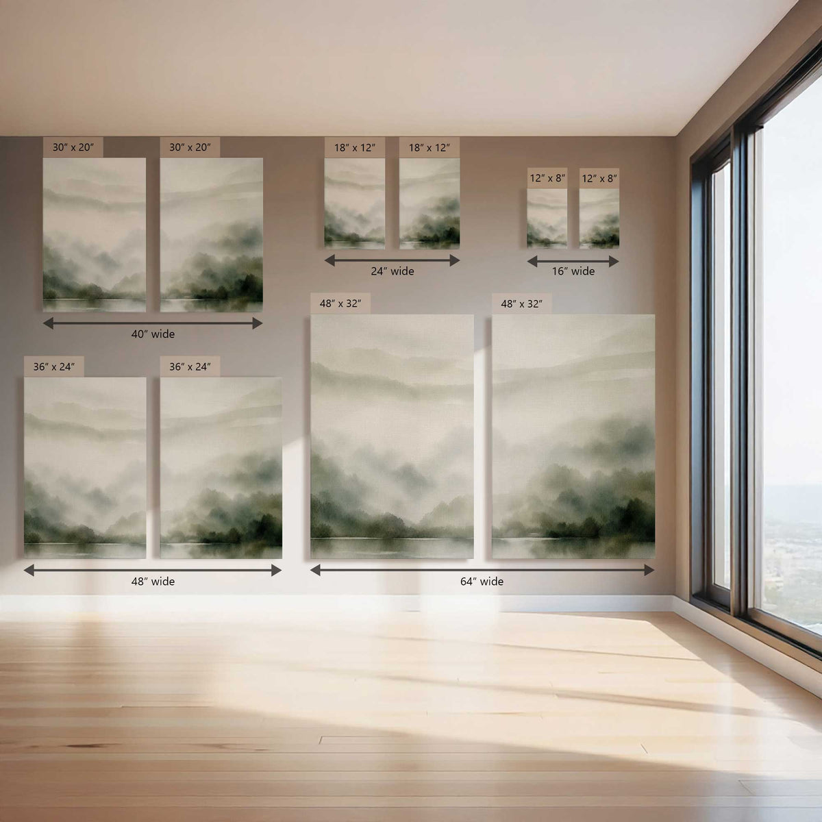 Dreamy Morning Mist, Set of 2 Canvas Prints