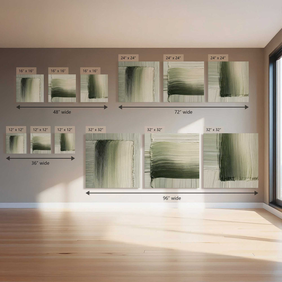 Green Fade, Set of 3 Canvas Prints