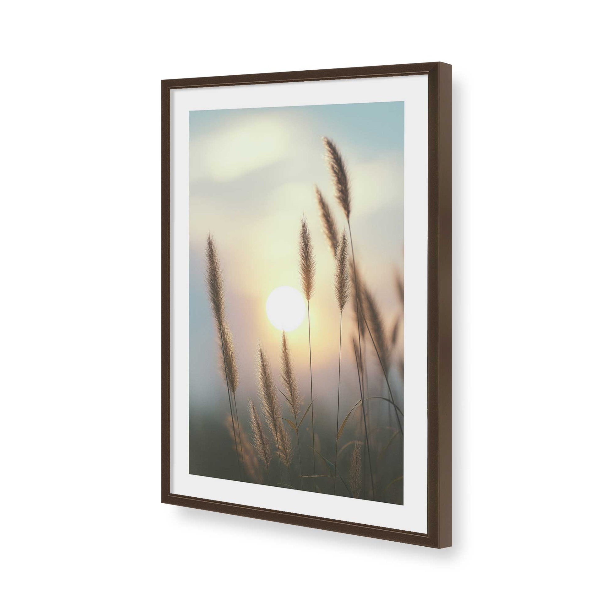 [Color:Brown], Picture of art in a Brown frame of the corner