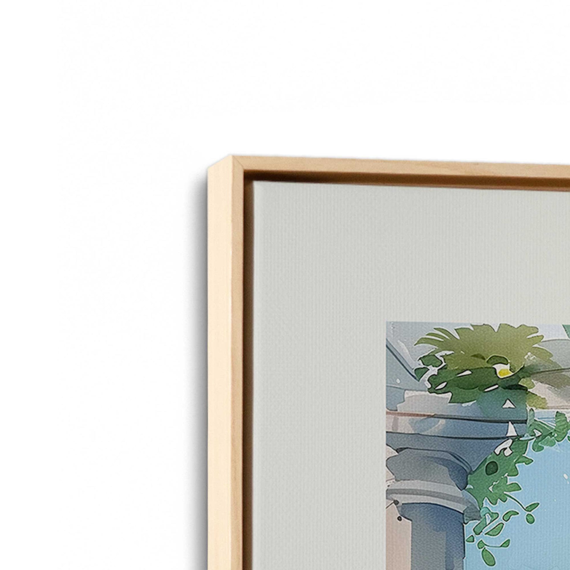 [Color:American Maple], Picture of art in a American Maple frame at an angle