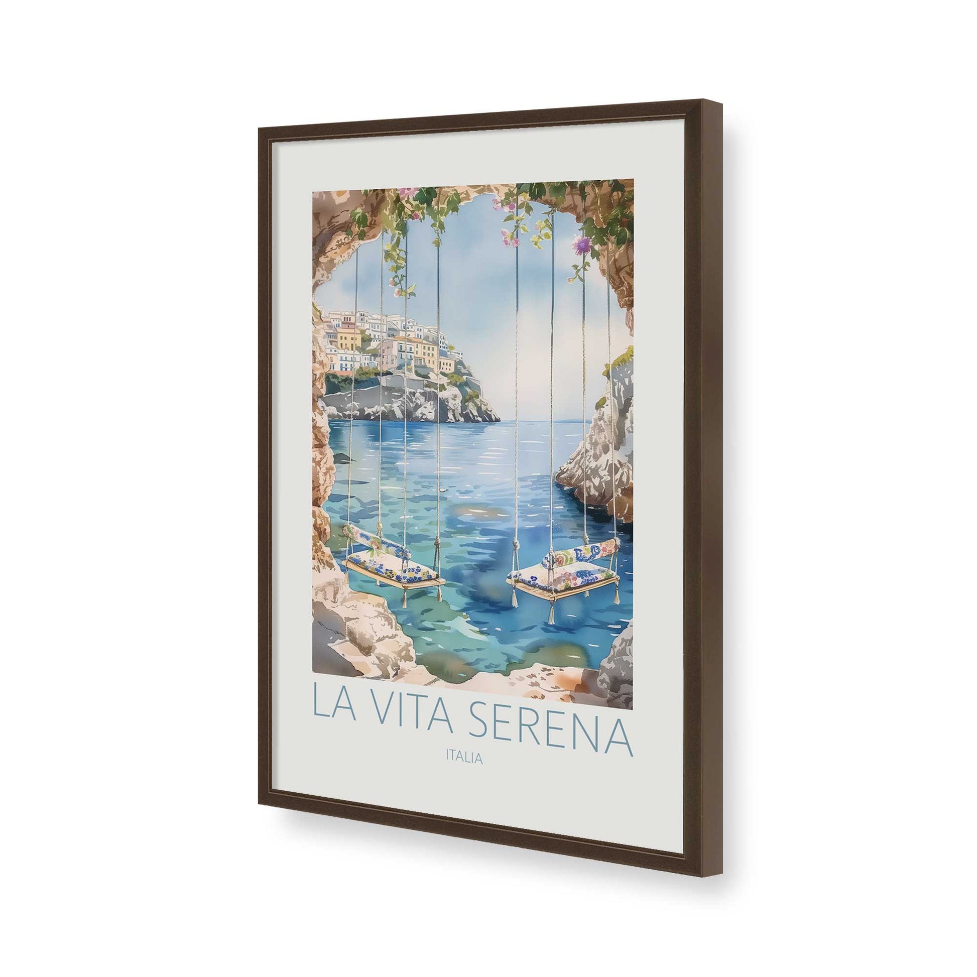 [Color:Brown], Picture of art in a Brown frame of the corner