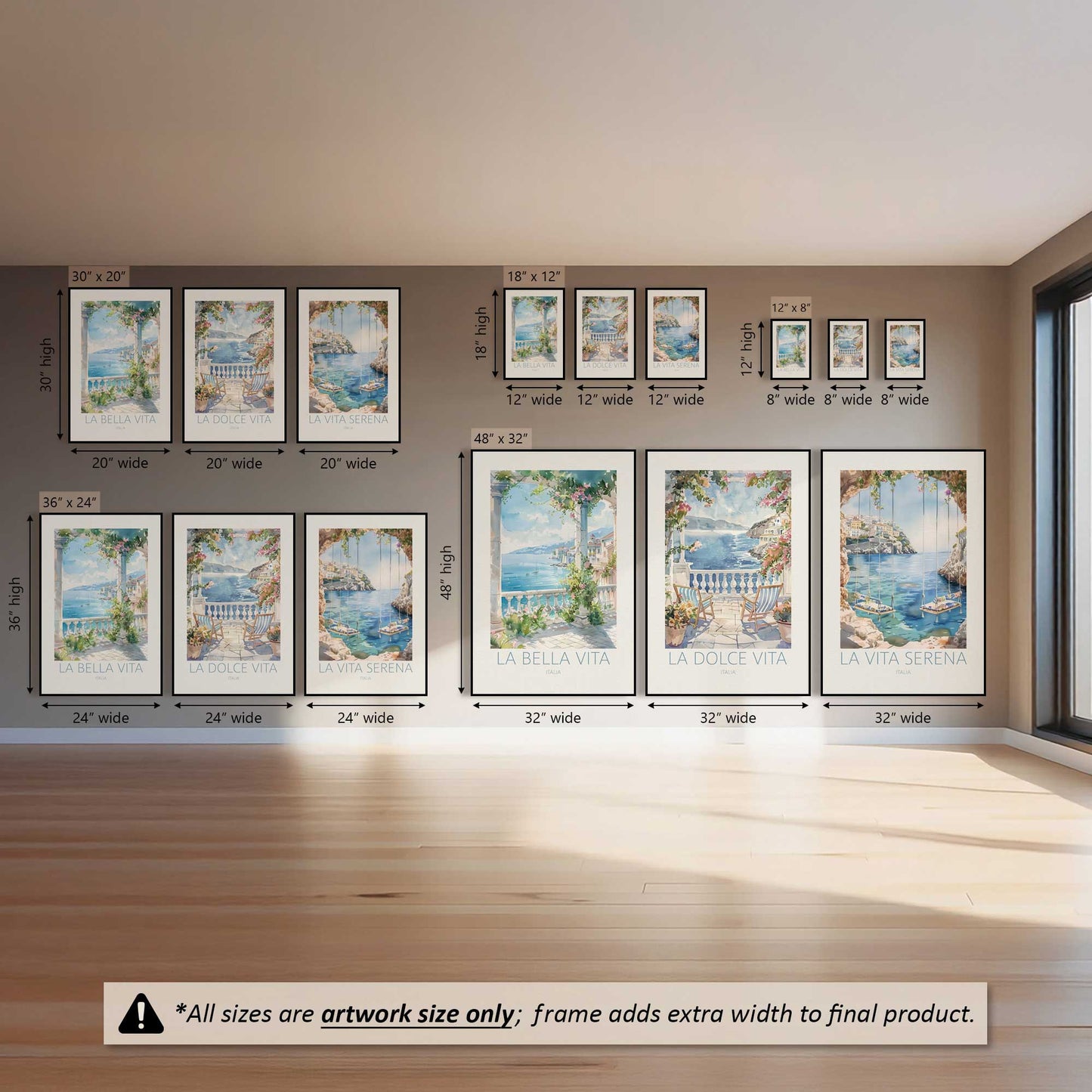 Seaside Terrace Dream, Set of 3 Canvas Prints