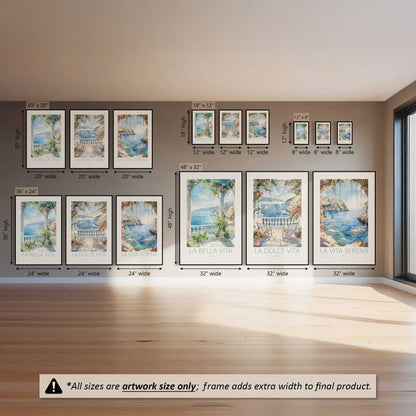 Seaside Terrace Dream, Set of 3 Canvas Prints