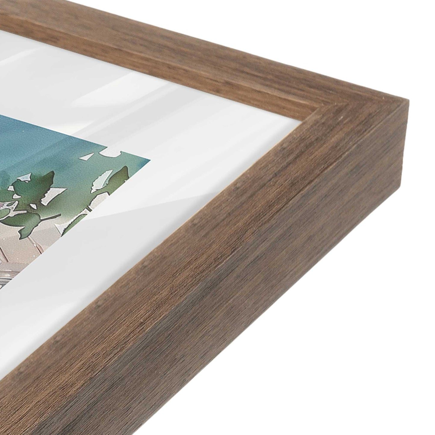 [Color:Walnut], Picture of art in a Walnut frame of the corner