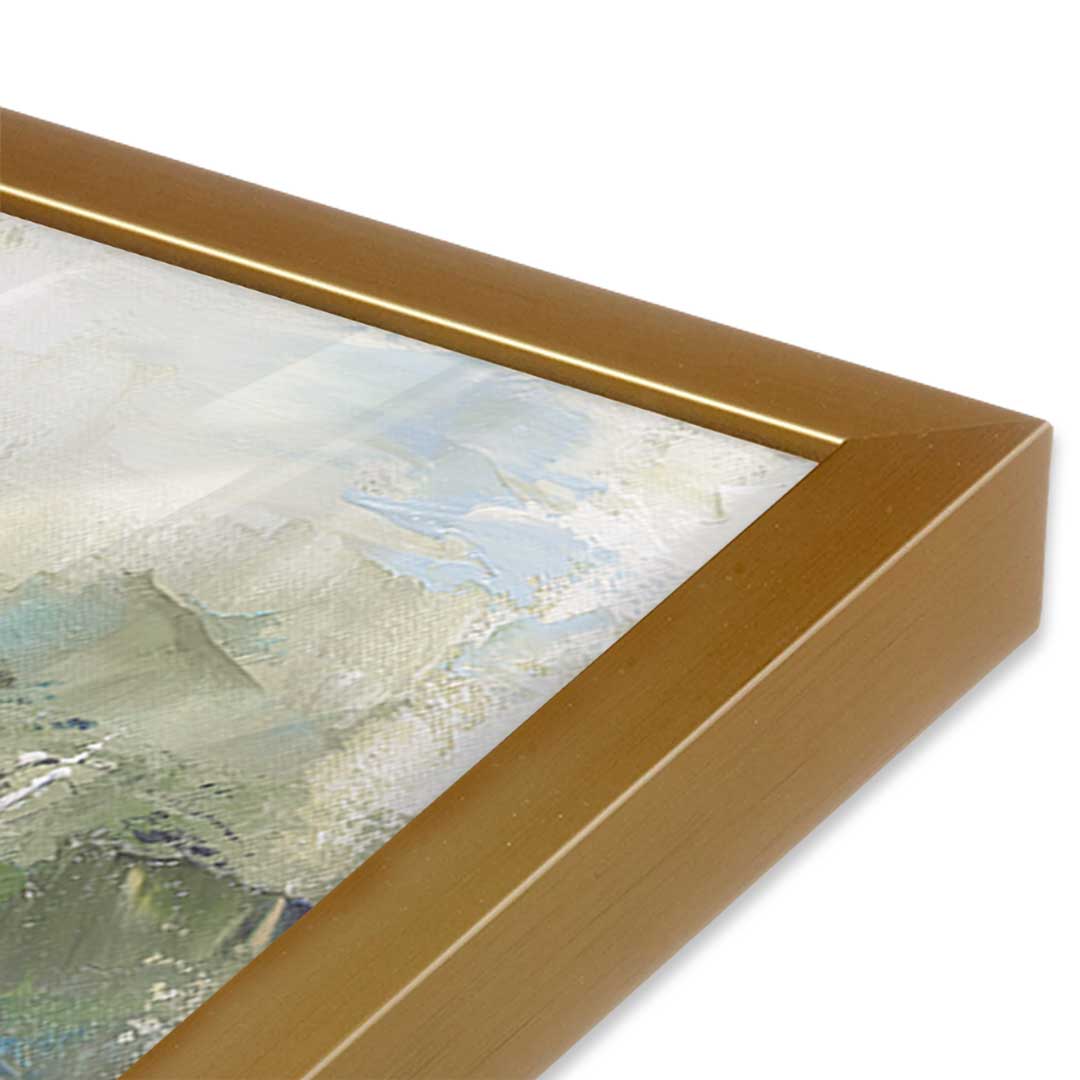 [Color:Polished Gold], Picture of art in a Polished Gold frame at an angle