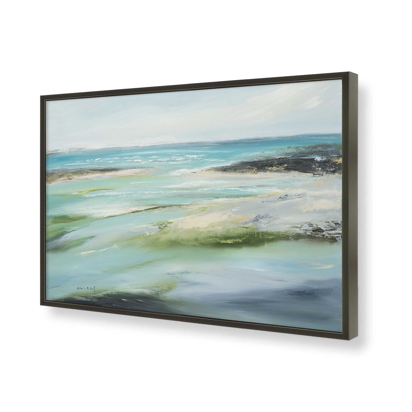 [Color:Satin Black], Picture of art in a Satin Black frame of the corner