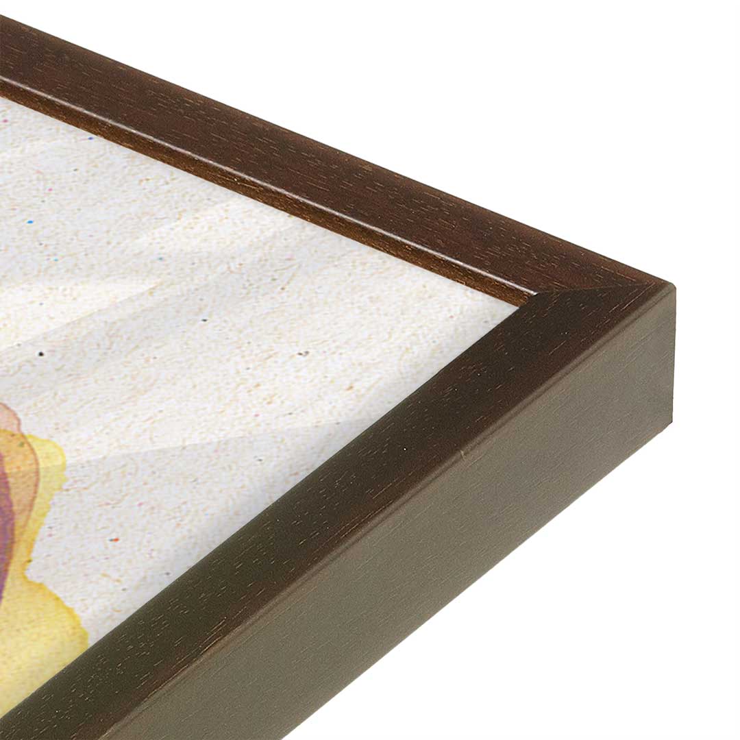 [Color:Brown], Picture of art in a Brown frame at an angle