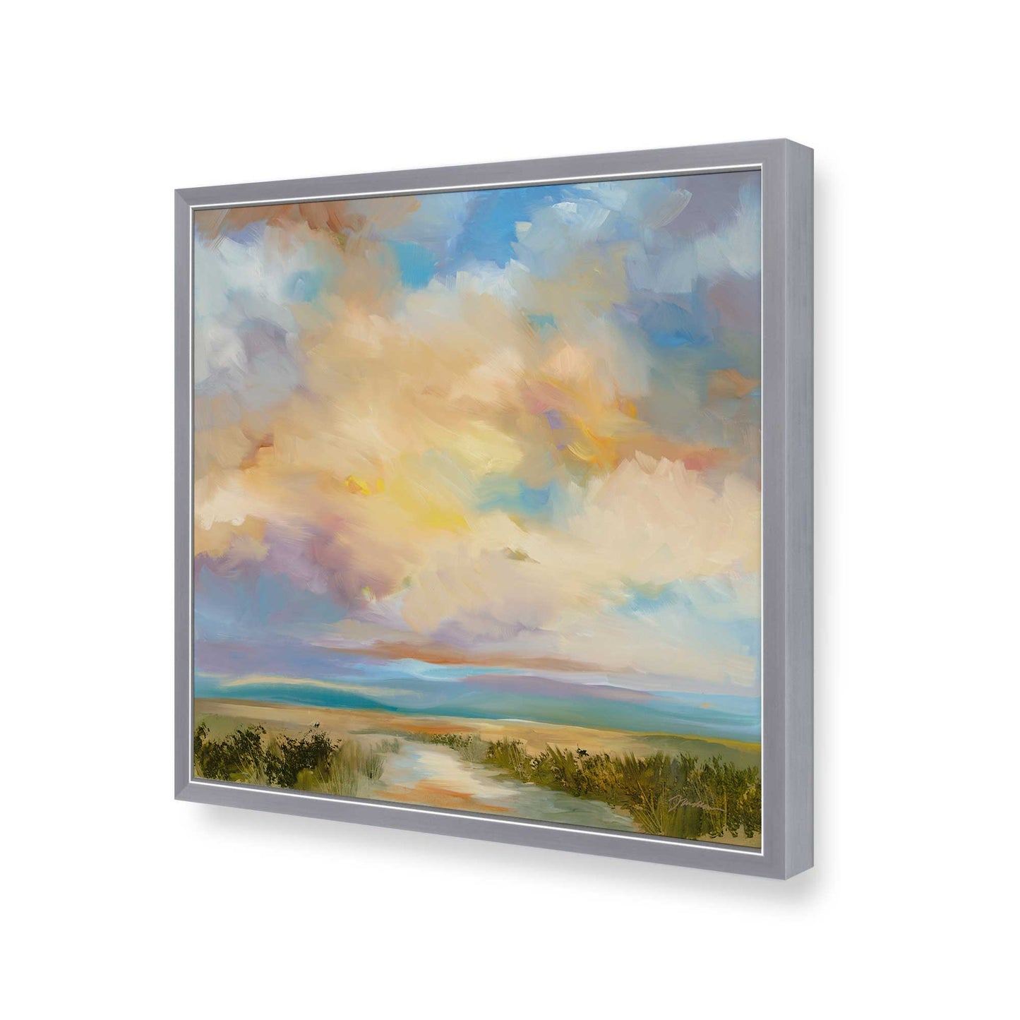 [Color:Polished Chrome], Picture of art in a Polished Chrome frame of the corner