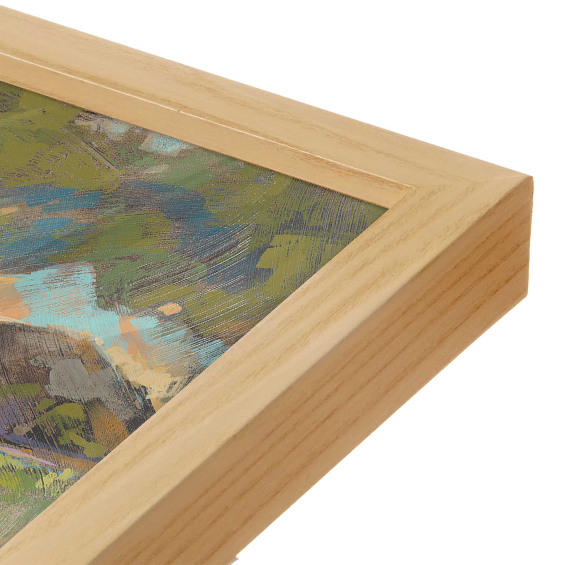 [Color:American Maple], Picture of art in a American Maple frame at an angle
