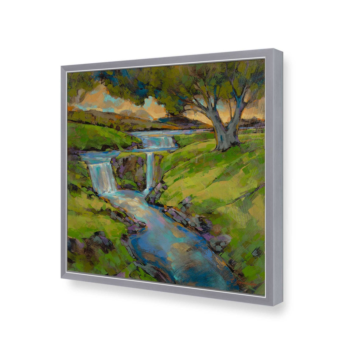 [Color:Polished Chrome], Picture of art in a Polished Chrome frame of the corner