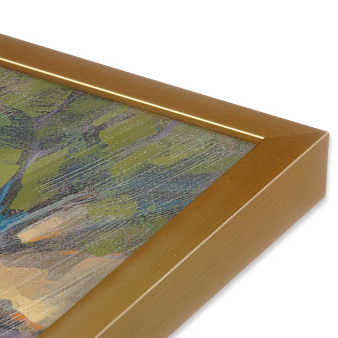 [Color:Polished Gold], Picture of art in a Polished Gold frame at an angle