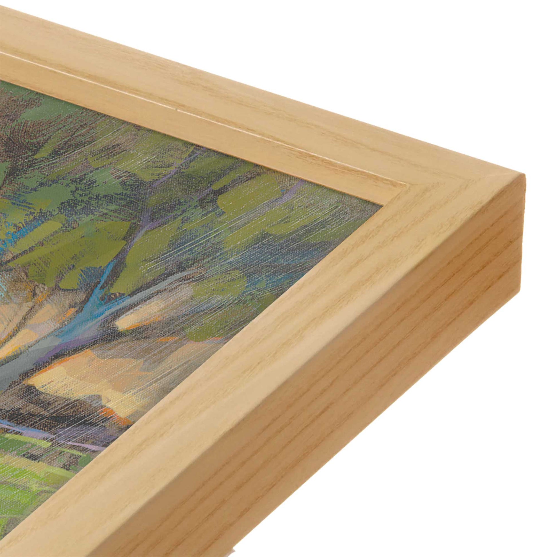 [Color:American Maple], Picture of art in a American Maple frame at an angle