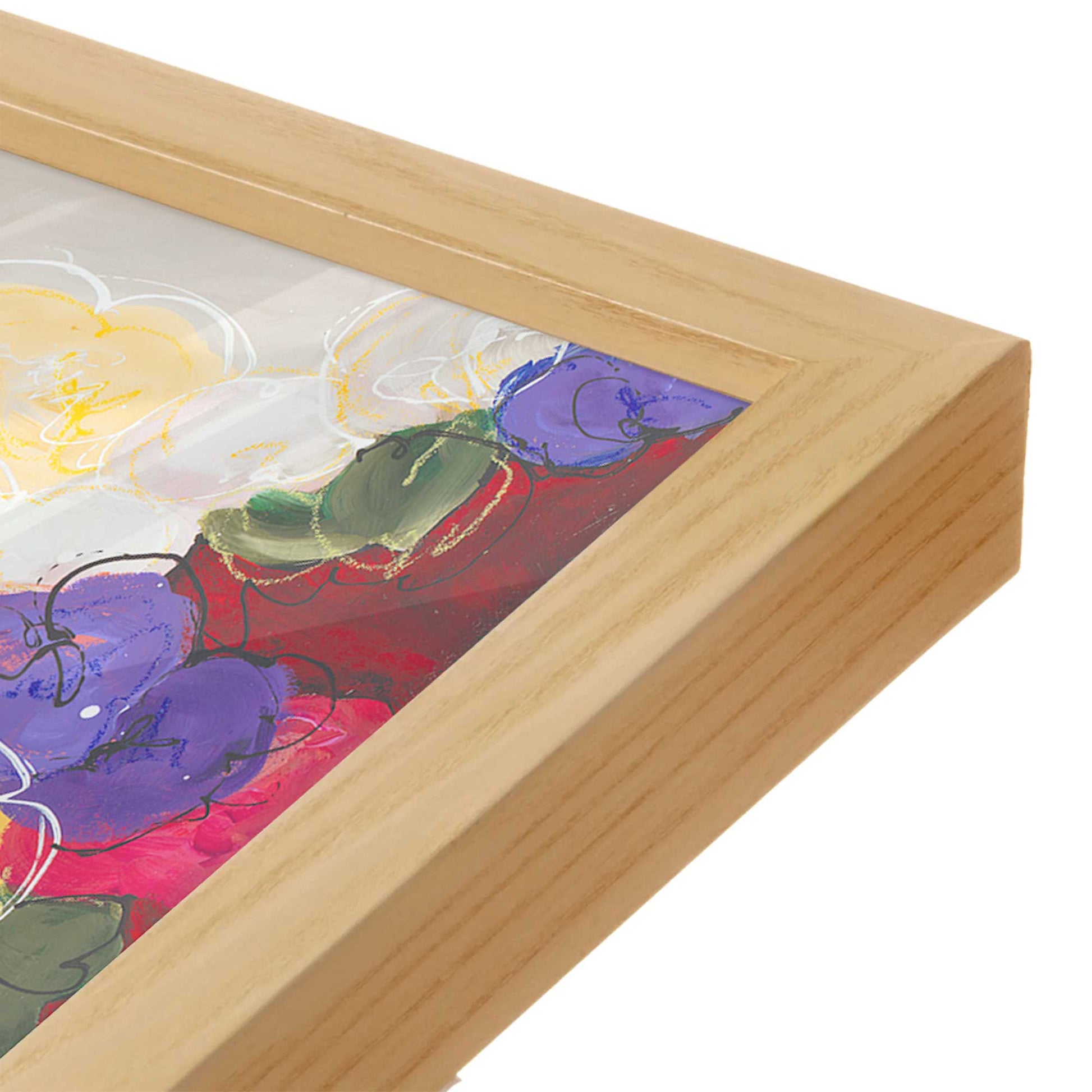 [Color:American Maple], Picture of art in a American Maple frame at an angle