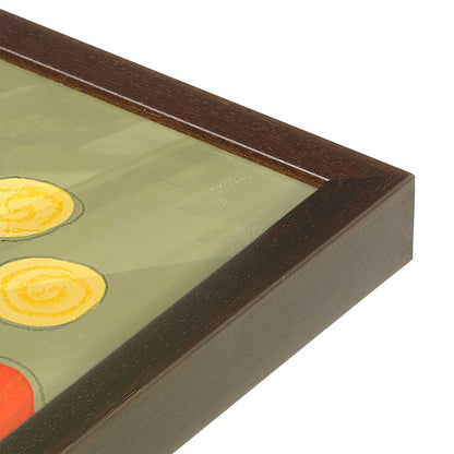[Color:Brown], Picture of art in a Brown frame at an angle