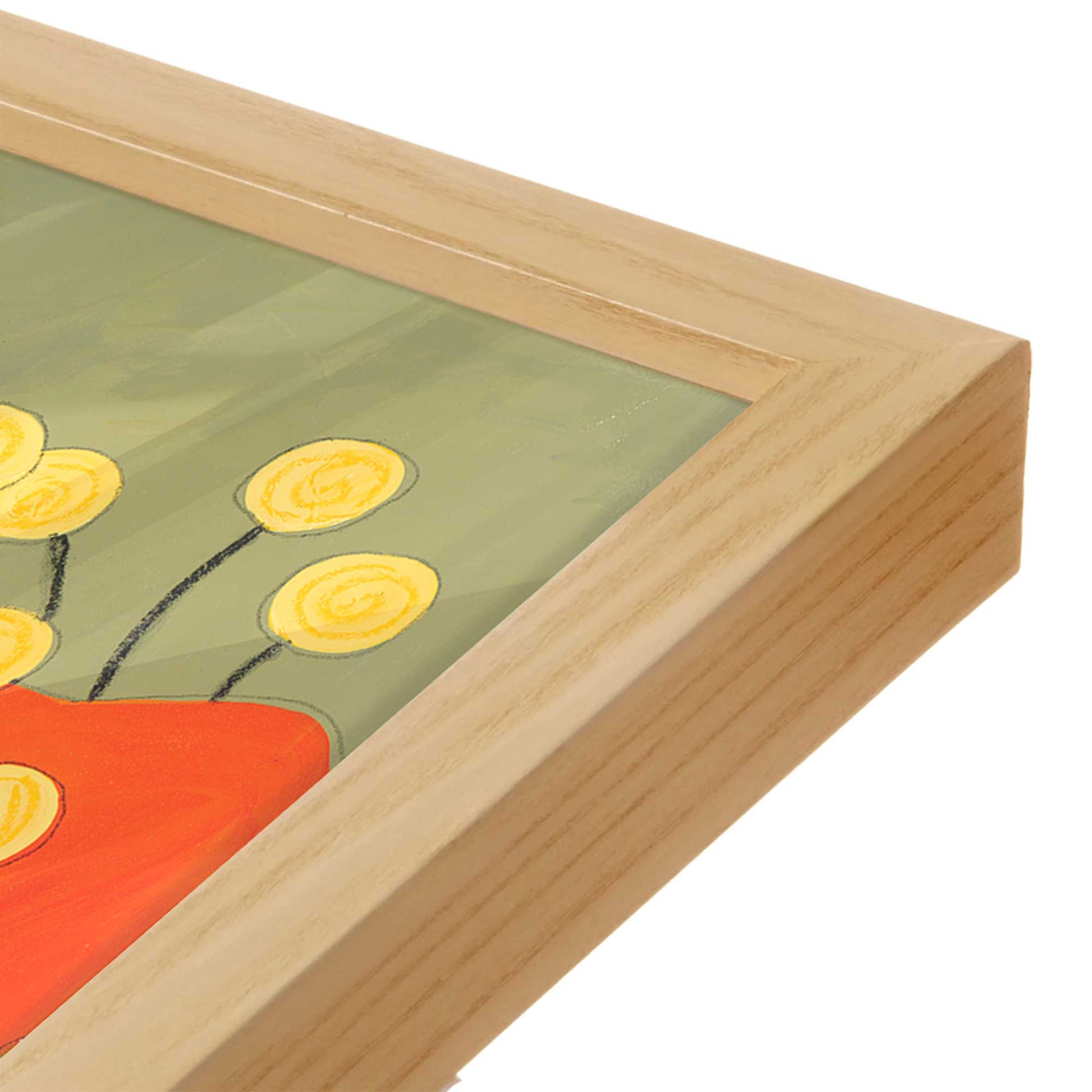 [Color:American Maple], Picture of art in a American Maple frame at an angle