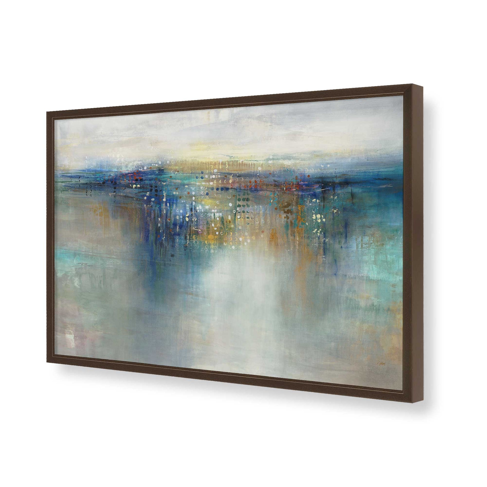 [Color:Brown], Picture of art in a Brown frame of the corner