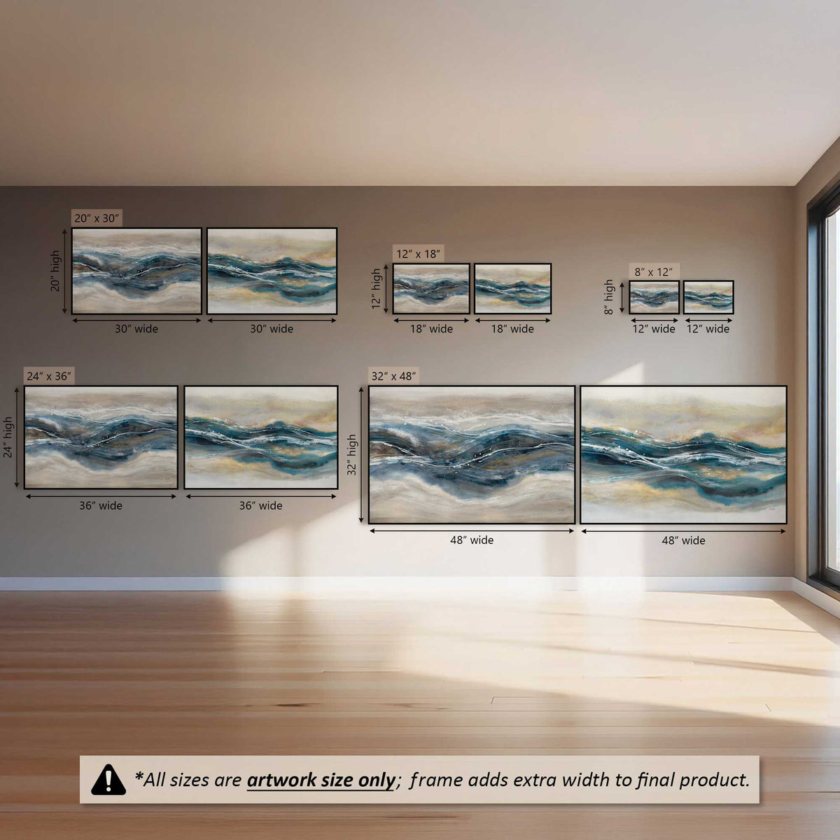 Moody Blue Waves, Set of 2 Canvas Prints