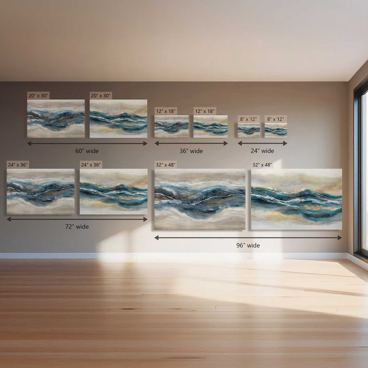 Moody Blue Waves, Set of 2 Canvas Prints