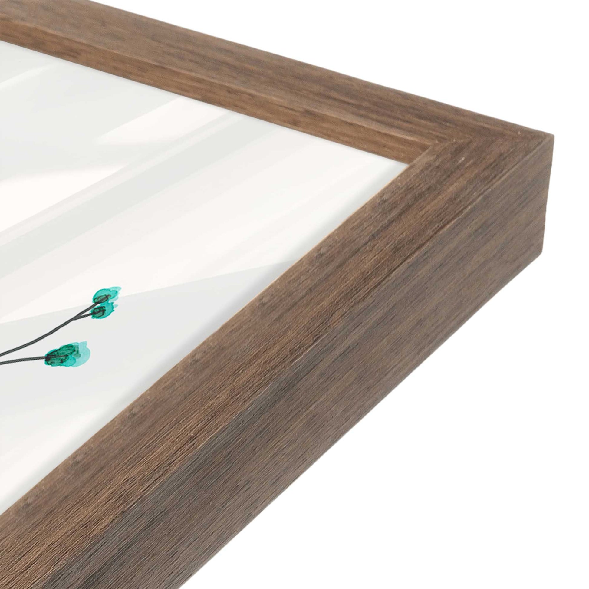 [Color:Walnut], Picture of art in a Walnut frame of the corner
