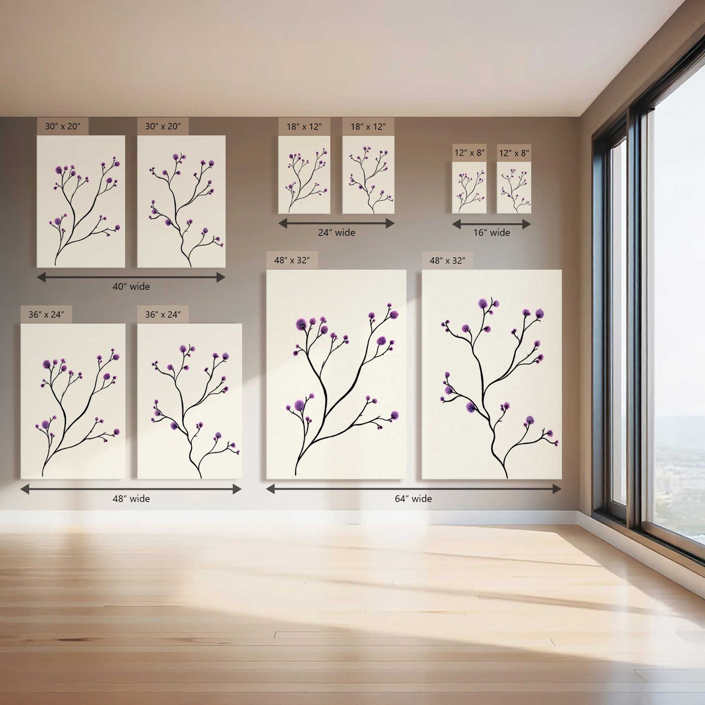 Purple Bloom Party, Set of 2 Canvas Prints