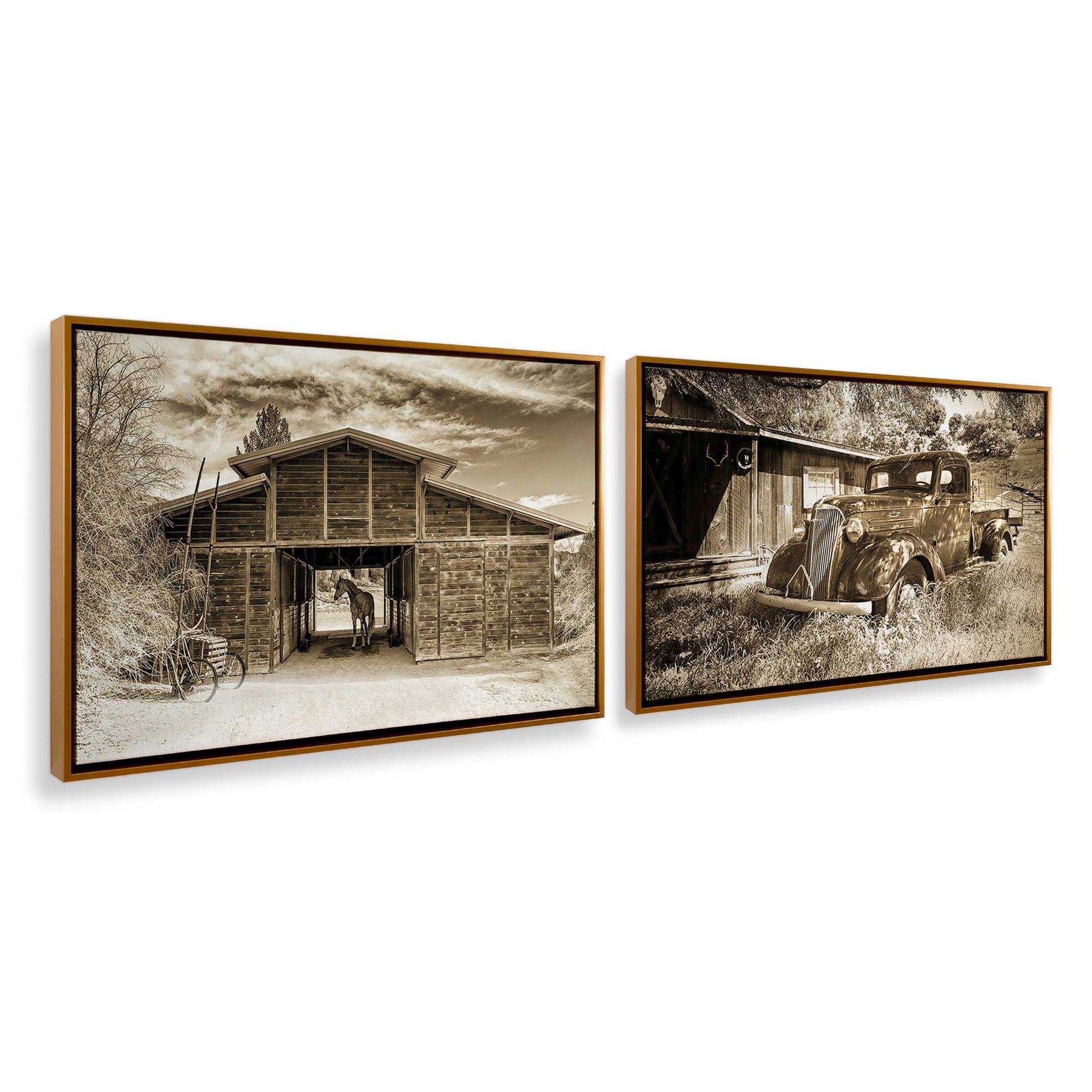 [Color:Polished Gold], Picture of art in a Polished Gold frame at an angle