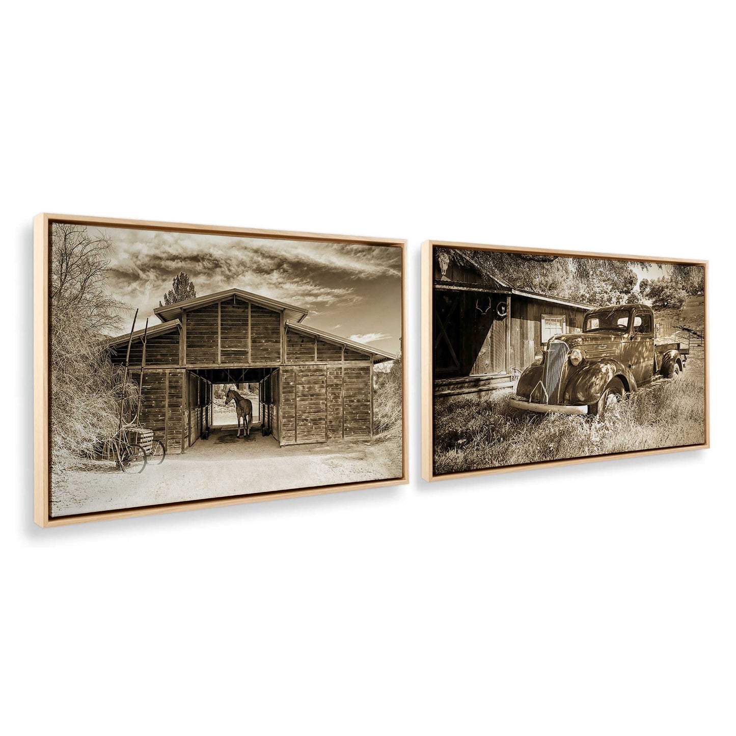 [Color:American Maple], Picture of art in a American Maple frame at an angle