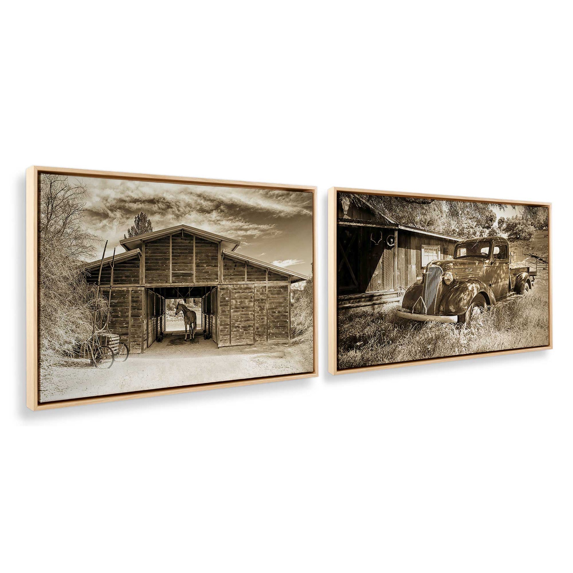 [Color:American Maple], Picture of art in a American Maple frame at an angle