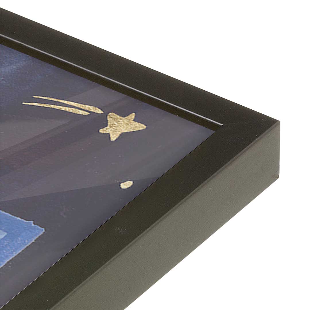 [Color:Satin Black], Picture of art in a Satin Black frame of the corner