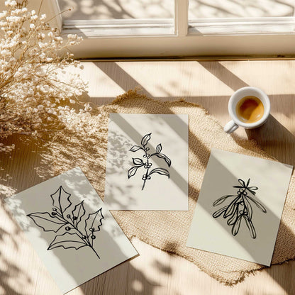 Berry Merry Doodle, Set of 3 Paper Prints