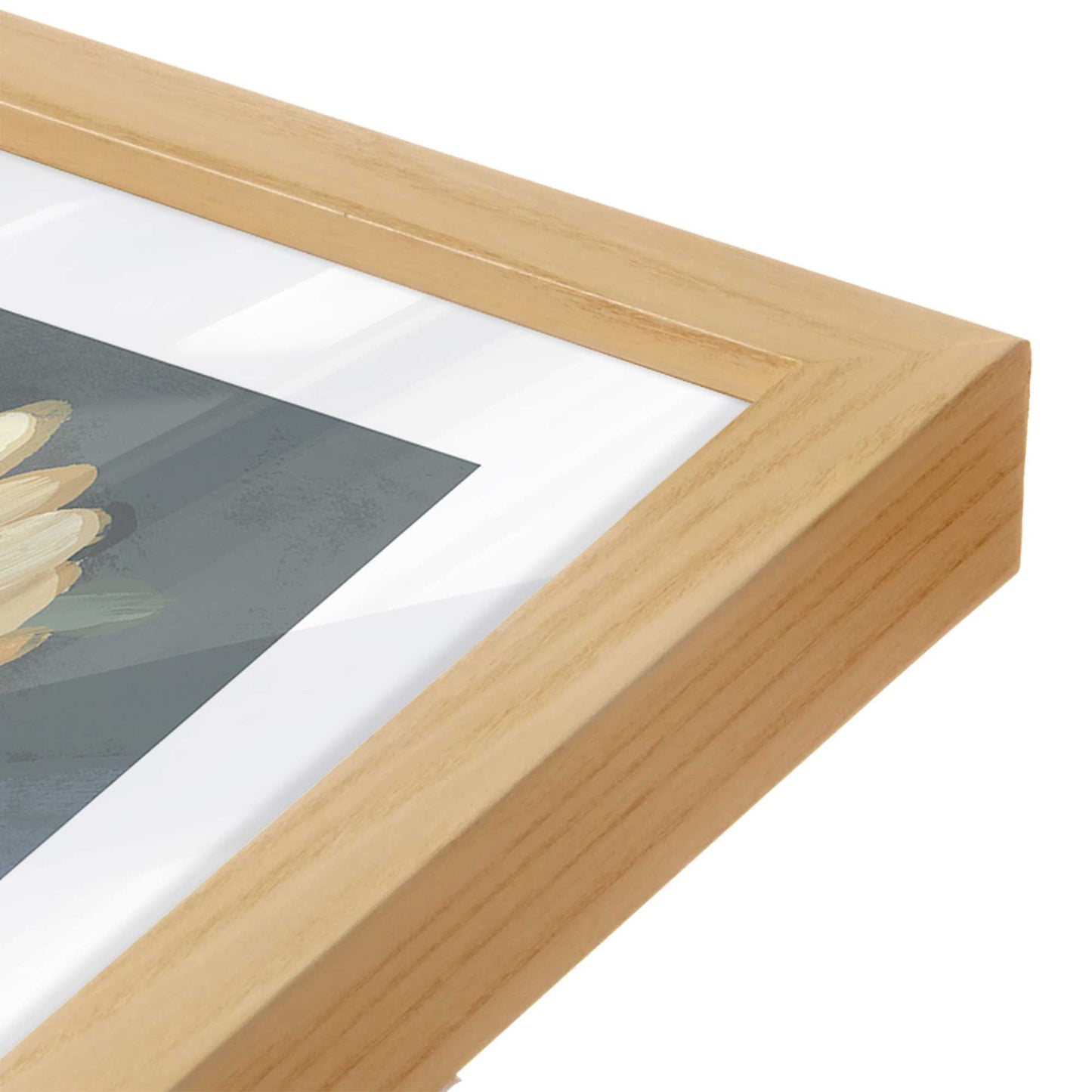[Color:American Maple], Picture of art in a American Maple frame at an angle