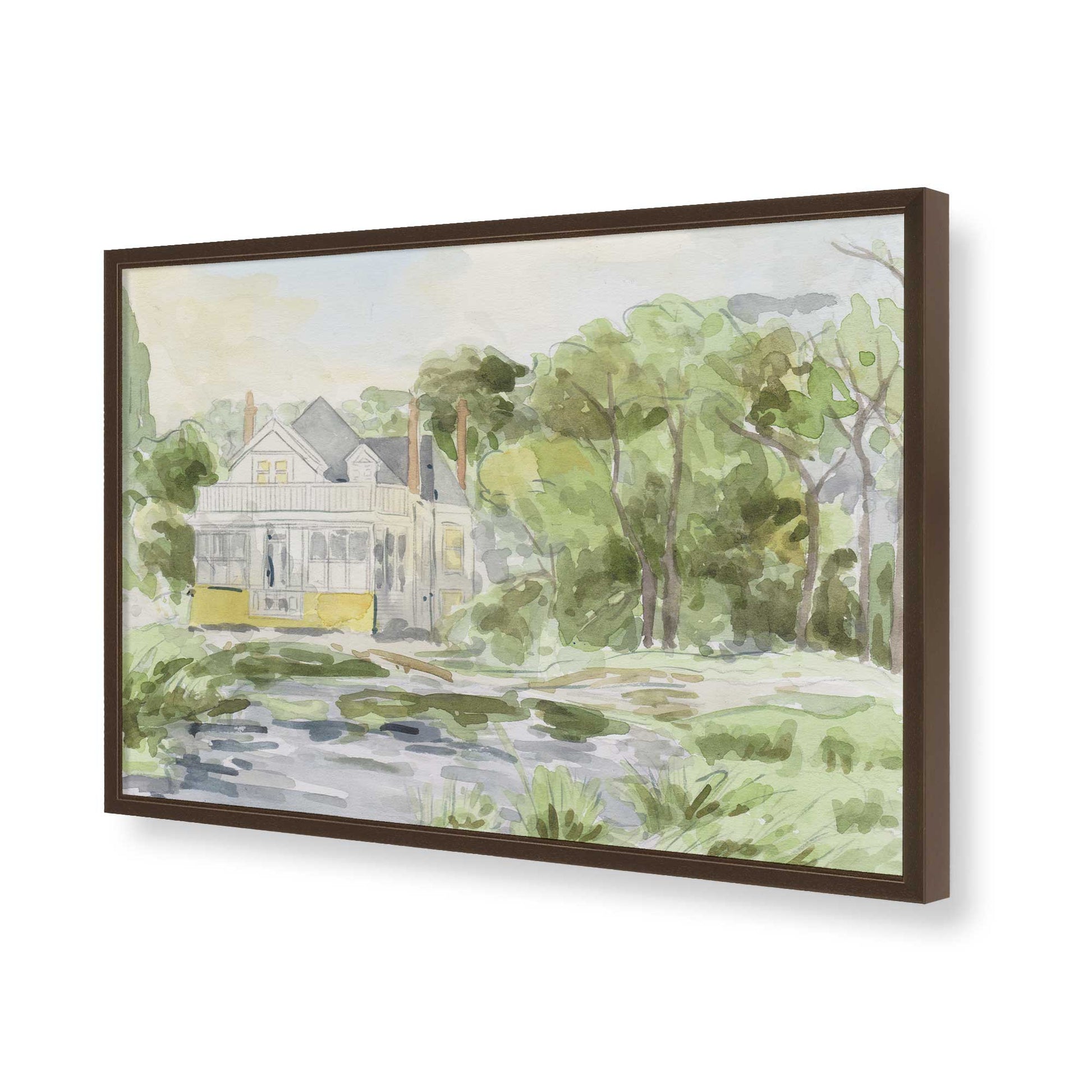 [Color:Brown], Picture of art in a Brown frame of the corner