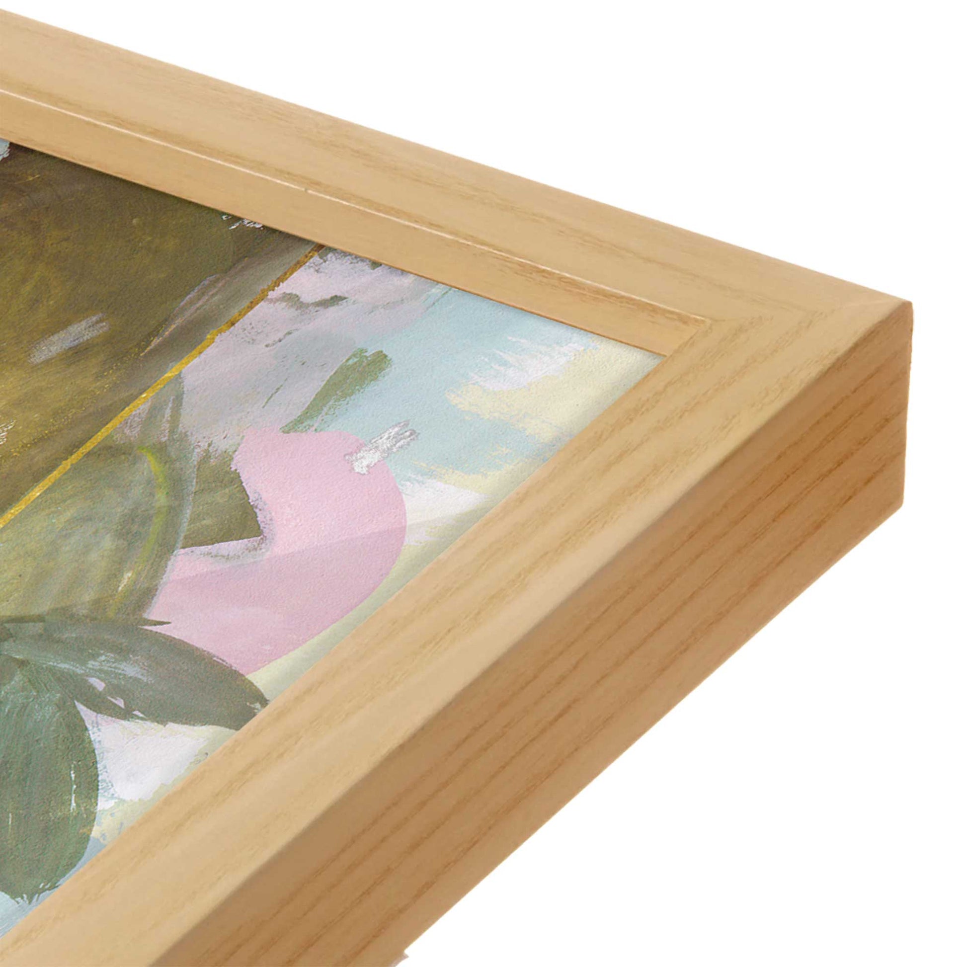 [Color:American Maple], Picture of art in a American Maple frame at an angle