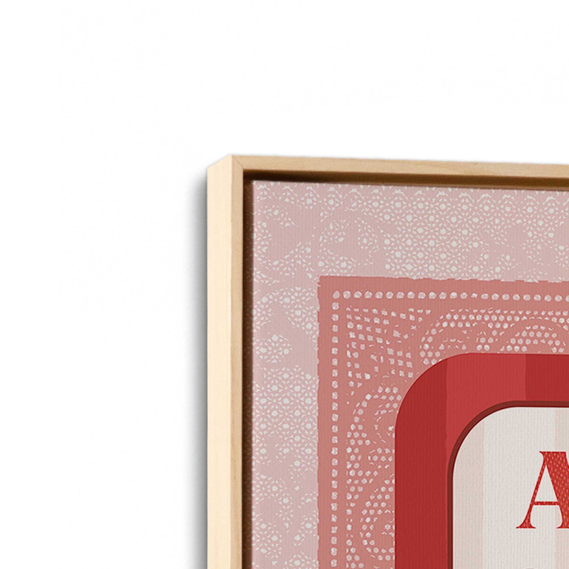 [Color:American Maple], Picture of art in a American Maple frame at an angle