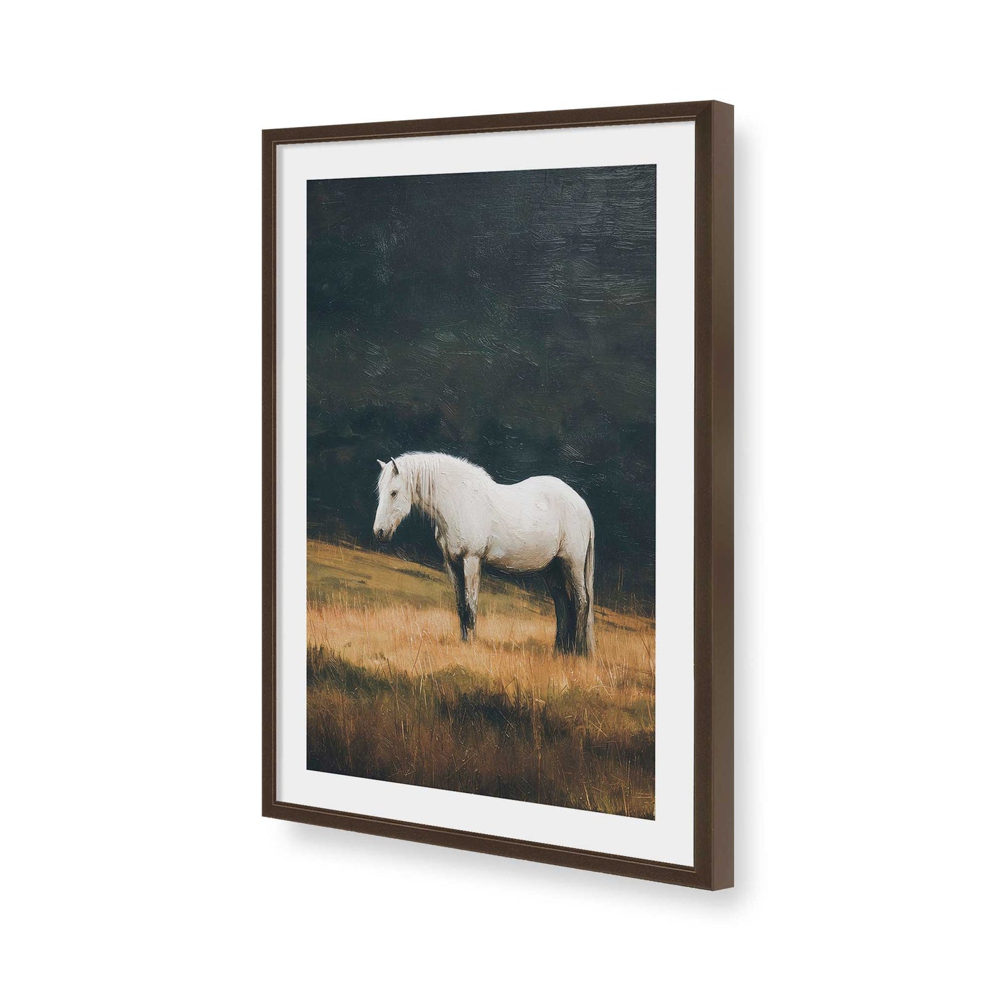 [Color:Brown], Picture of art in a Brown frame of the corner