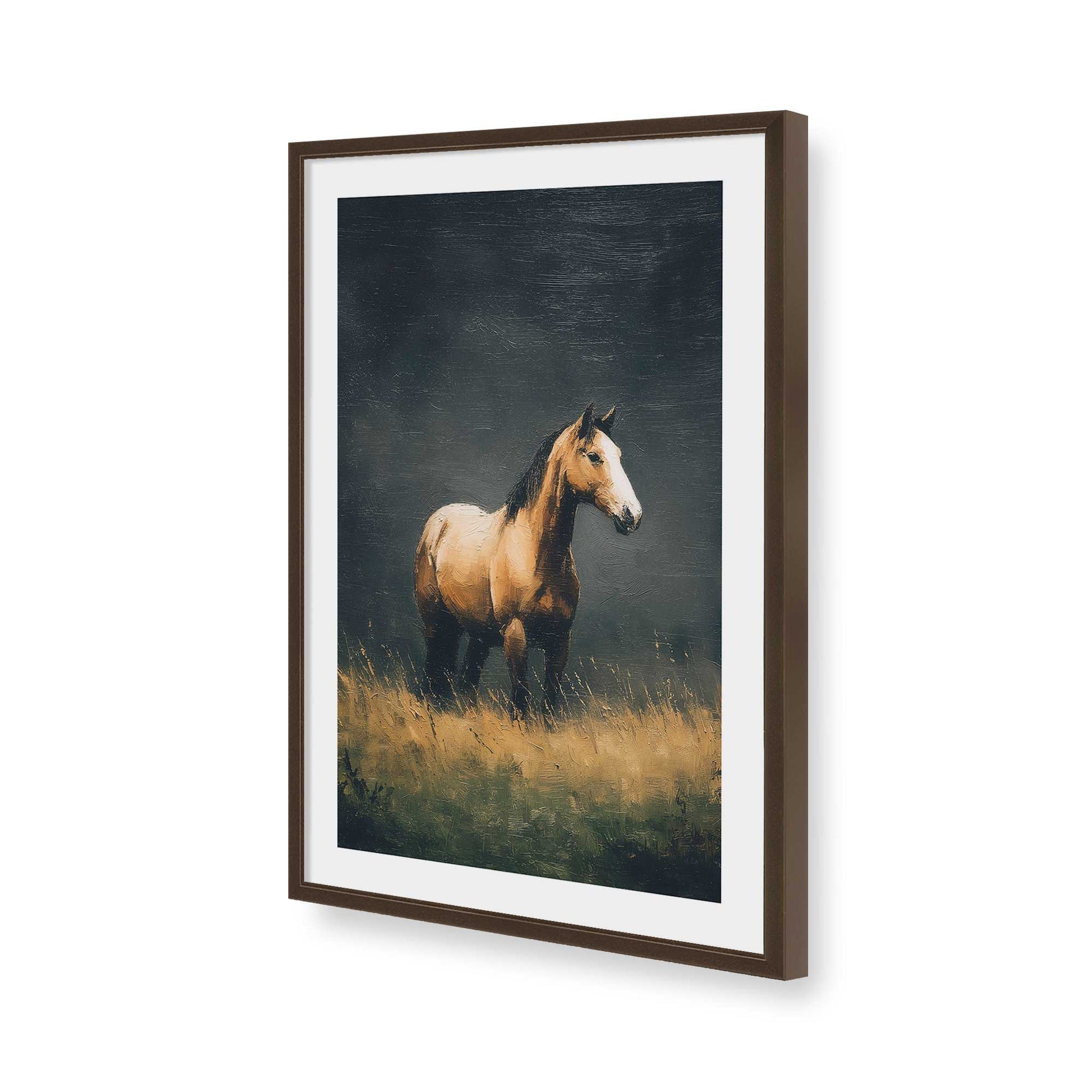 [Color:Brown], Picture of art in a Brown frame of the corner